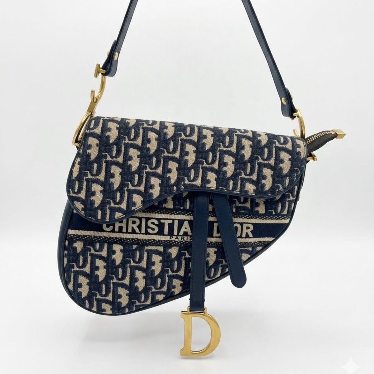 Christian Dior Saddle Bag in Blue Dior Oblique Jacquard