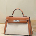 Hermès Micro Mini Kelly Gold Swift & Ecru Toile Palladium