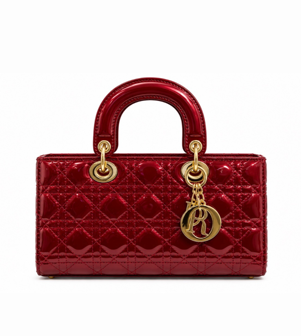 DIOR Medium Lady D-Joy Bag Metallic Cherry Red Patent Cannage