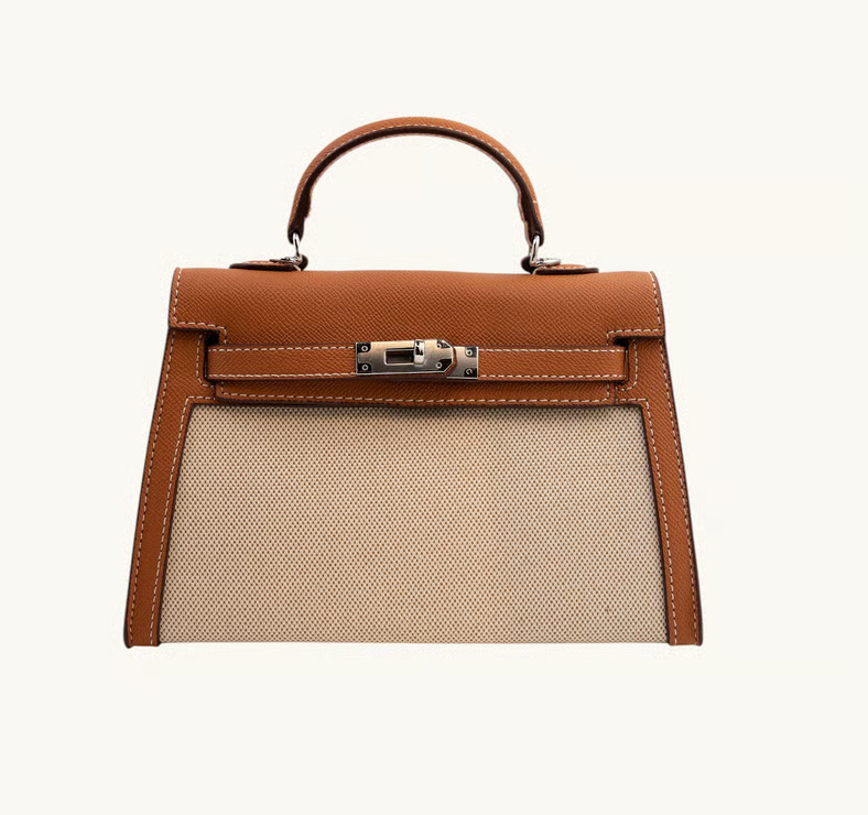 Hermès Micro Mini Kelly Gold Swift & Ecru Toile Palladium
